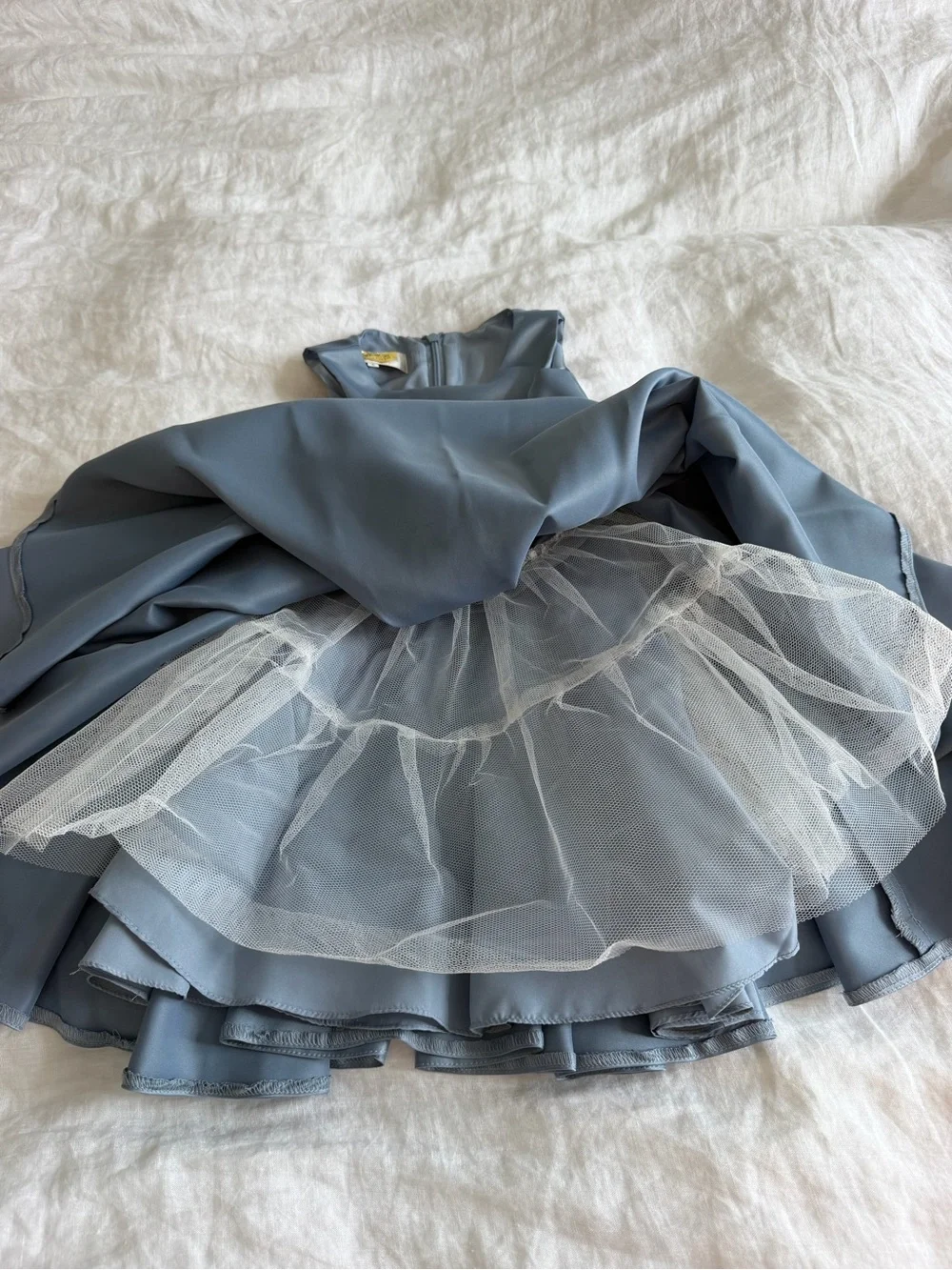 Azazie Coco Dusty Blue A-Line Bow Matte Satin Flowrr Girl Dress Size 6
